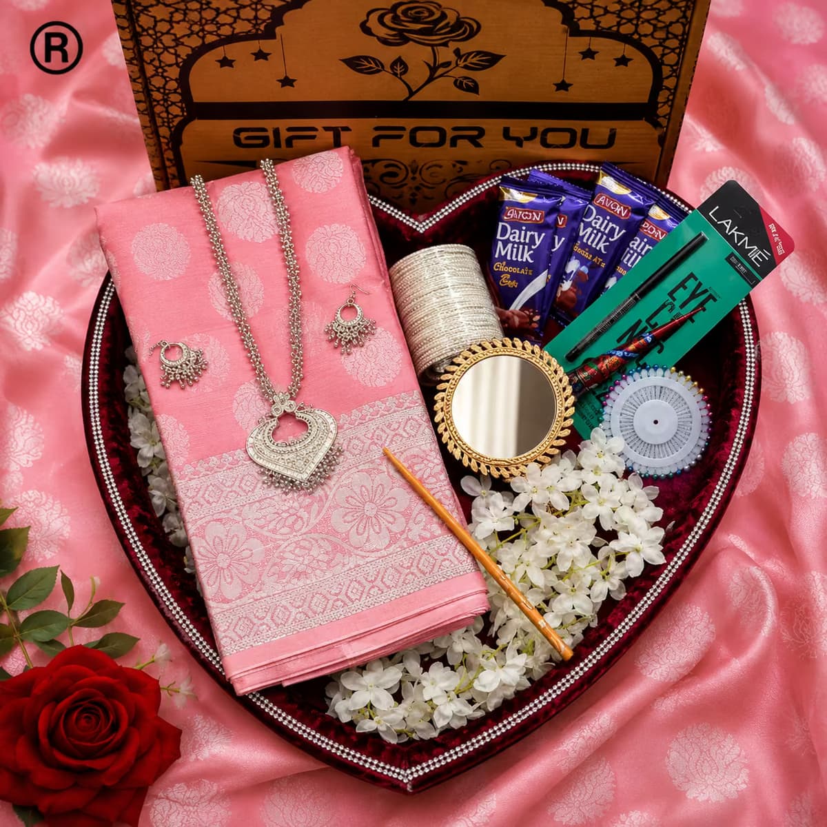 প্রিয় মানুষের জন্য সেরা গিফট প্যাকেজ । মিস্টি কালার কাতান শাড়ি
