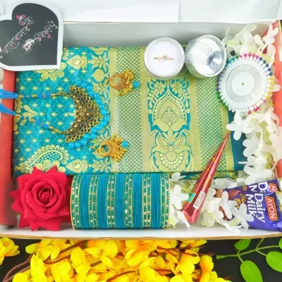 Sea Green Katan Shari Combo- সি গ্রিন কাতান  শাড়ি