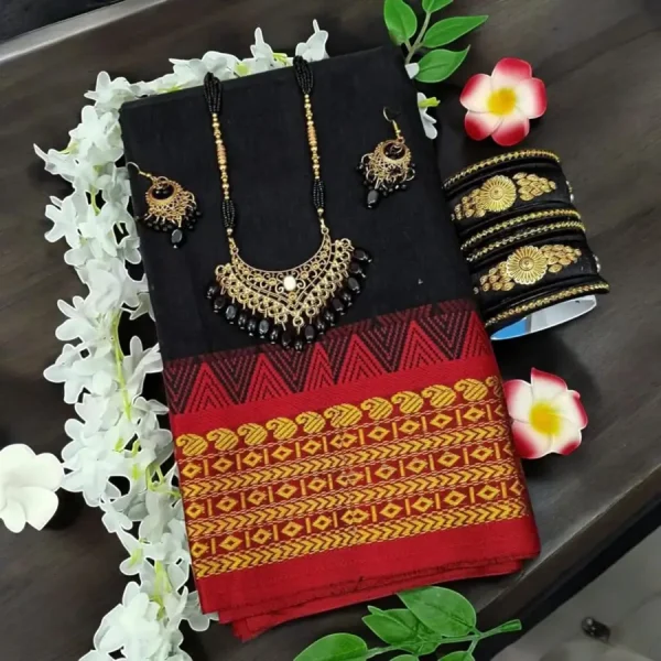 Black half silk saree combo package. - Image 2