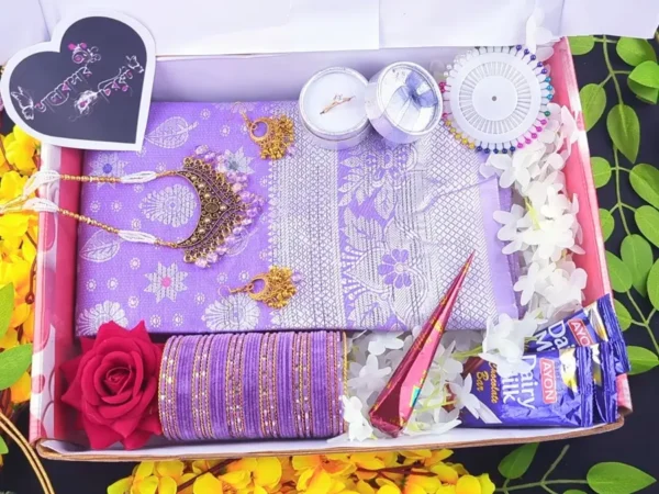 Purple Katan Shari Combo – পার্পল কাতান শাড়ি