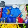 Blue Jamdani Shari Combo – নীল জামদানি শাড়ি সেট