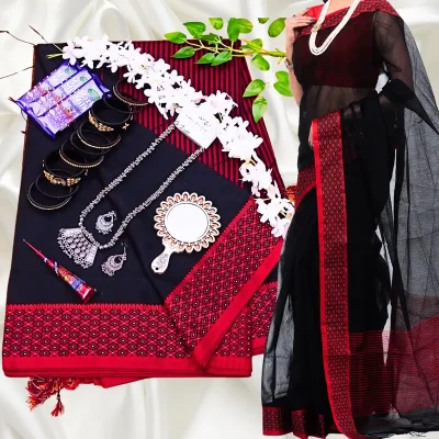 স্পেশাল গিফট  শাড়ি কম্বো SC-86 ব্লাক শাড়ি